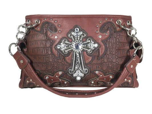 "Fashion meets self-defense with our versatile conceal and carry purses." Fashion Conceal Carry Purse - Cross - Brown - L