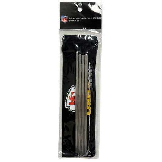 SUCK up anything in these Kansas City Chiefs Gear - 4Pack Stainless Steel Straw Set