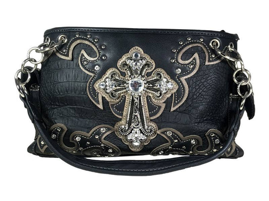 "Elevate your personal safety with our fashionable conceal and carry purses." Fashion Conceal Carry Purse - Cross - Black