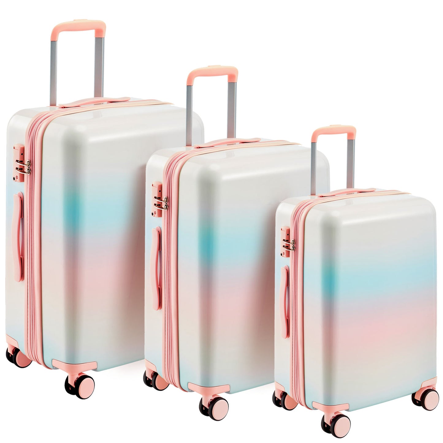 Hardshell Luggage Sets 3 Piece double spinner 8 wheels Suitcase with TSA Lock Lightweight 20''24''28''