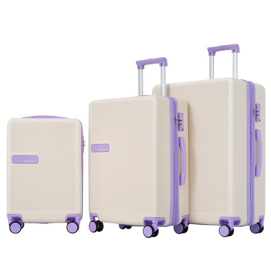 Contrast Color 3 Piece Luggage Set Hardside Spinner Suitcase with TSA Lock 20" 24' 28" Available