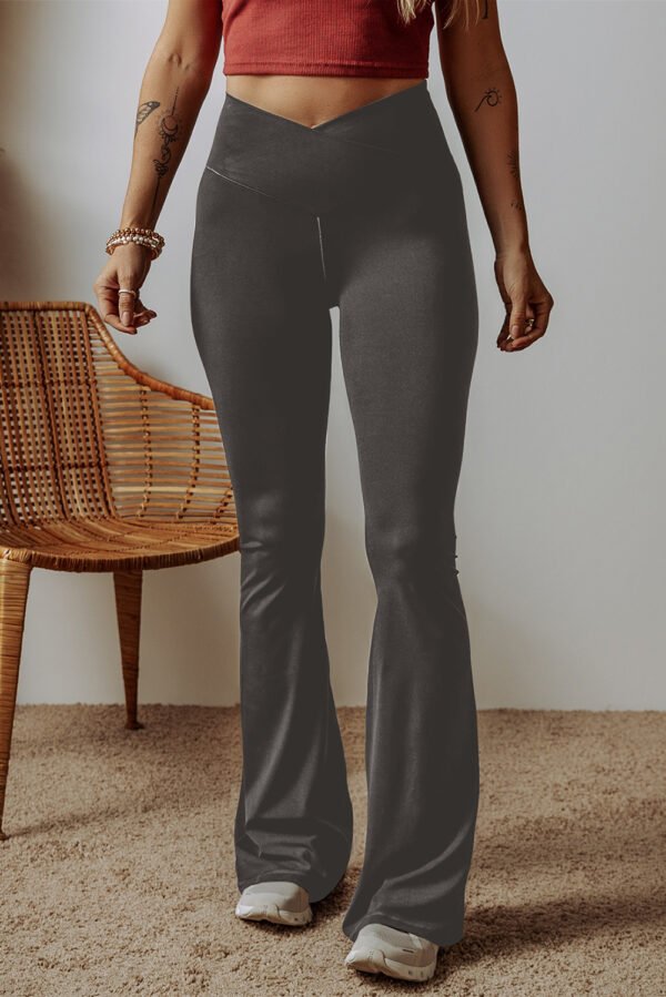 black v shape high waist flared leggings