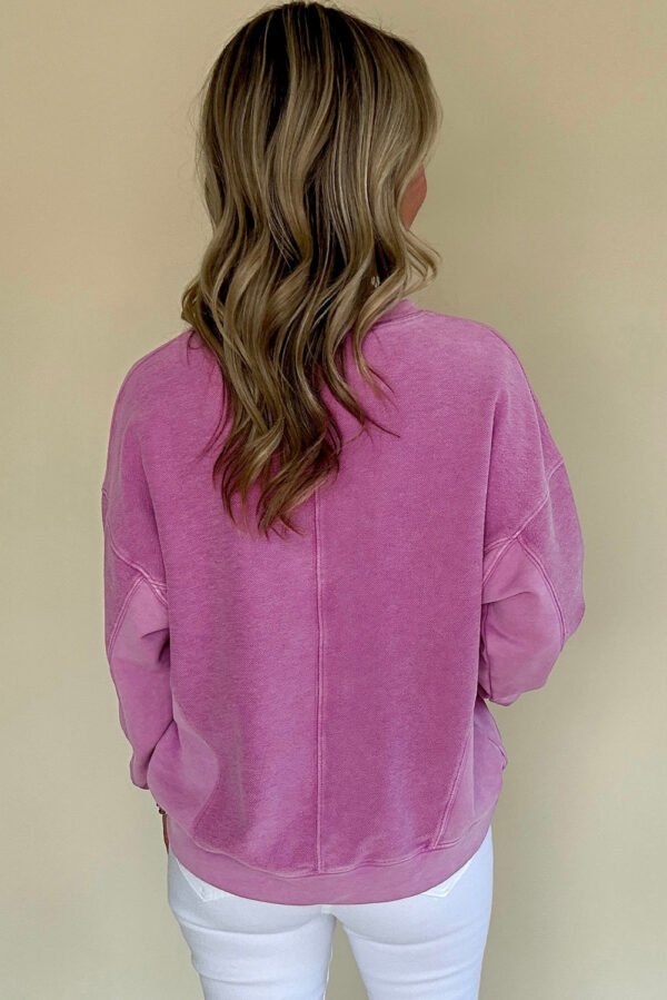 skobeloff solid color notched neck drop shoulder sweatshirt