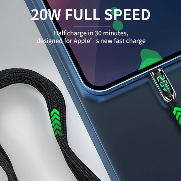 20w pd fast charging cable usb c to lighting for iphone
