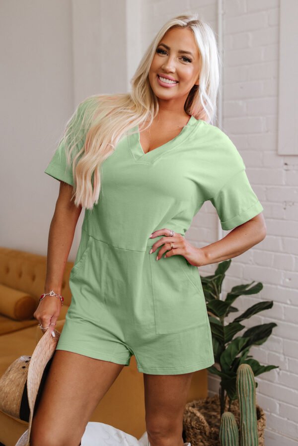 myosotis loose half sleeve v neck knit romper