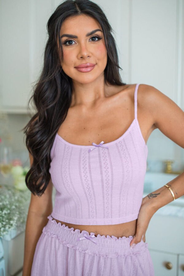 bonbon delicate texture cropped cami shorts and cardigan 3pcs lounge set