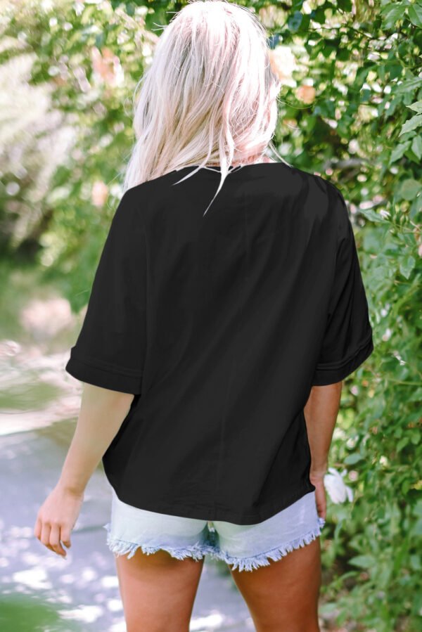 black mama chenille patched crew neck t shirt