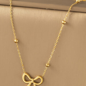 gold bowknot pendant plated choker necklace