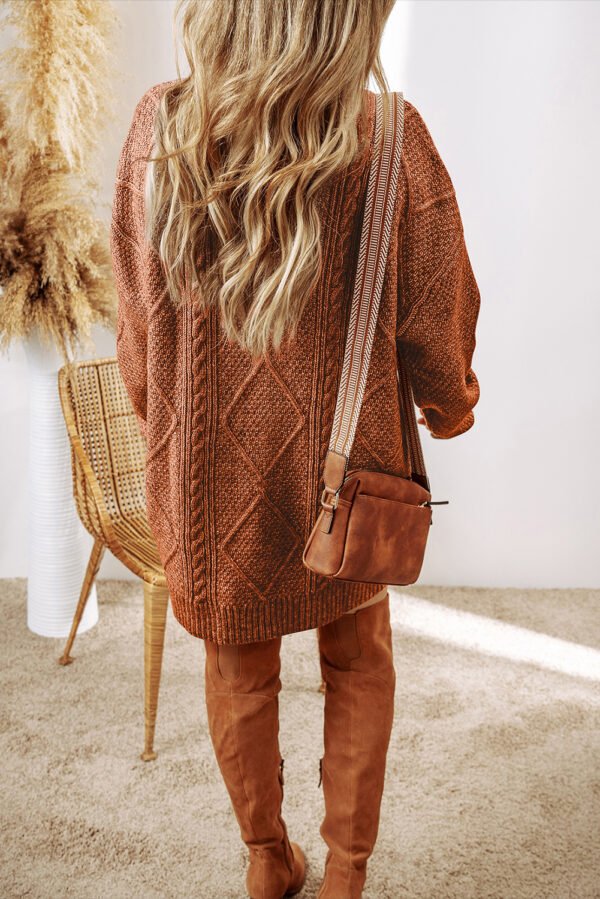 parchment cable knit drop shoulder loose fit sweater dress