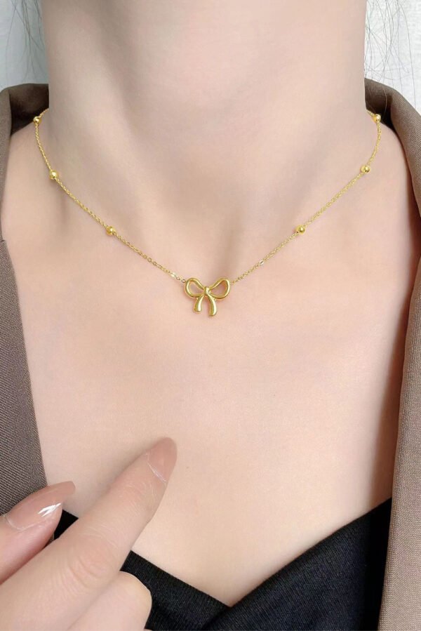 gold bowknot pendant plated choker necklace