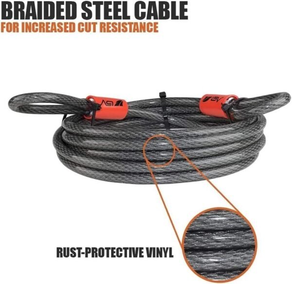 3 packs of 2 bv 15ft braided steel security cable with loops, total cable count 6