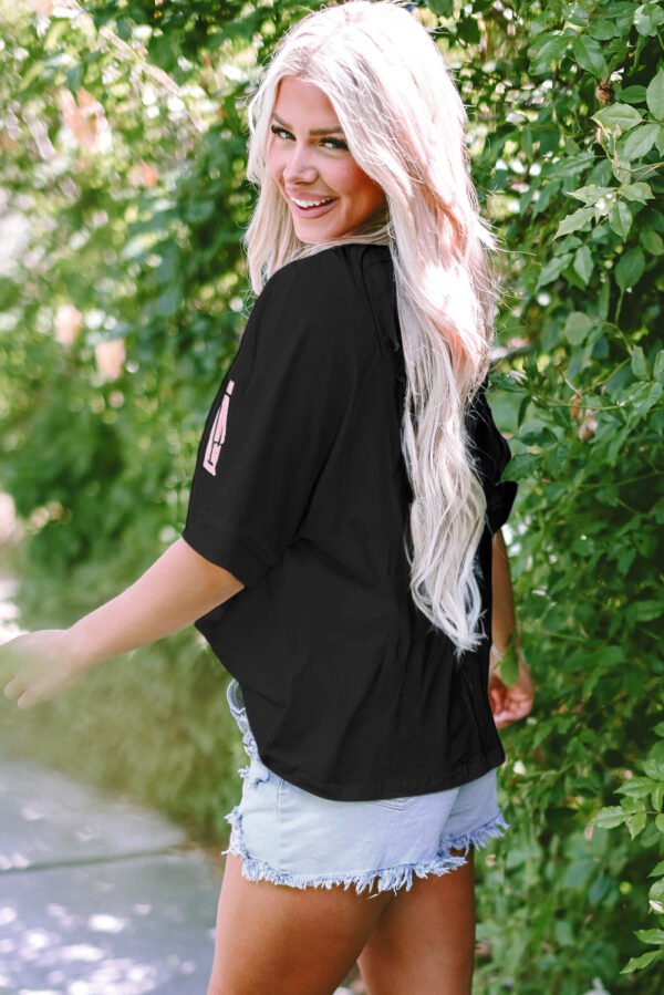 black mama chenille patched crew neck t shirt