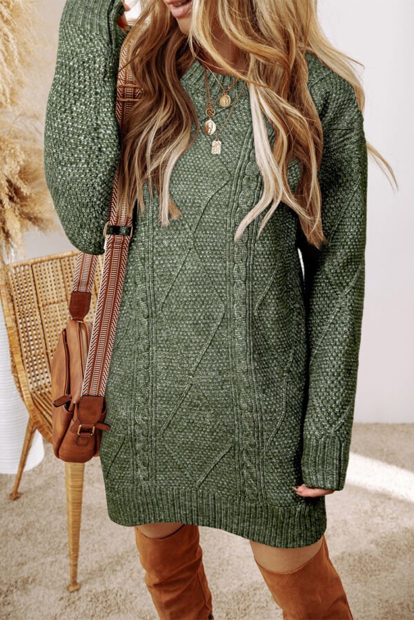 parchment cable knit drop shoulder loose fit sweater dress