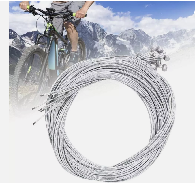 2m long bicycle brake cable and cable cap end set, 5 packs of 10 cables each