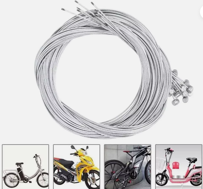 2m long bicycle brake cable and cable cap end set, 5 packs of 10 cables each