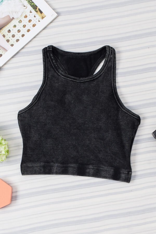 light grey ribbed mineral wash racerback cropped tank top