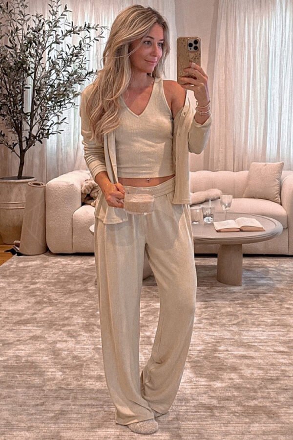 light pink 3 piece cozy knit lounge set
