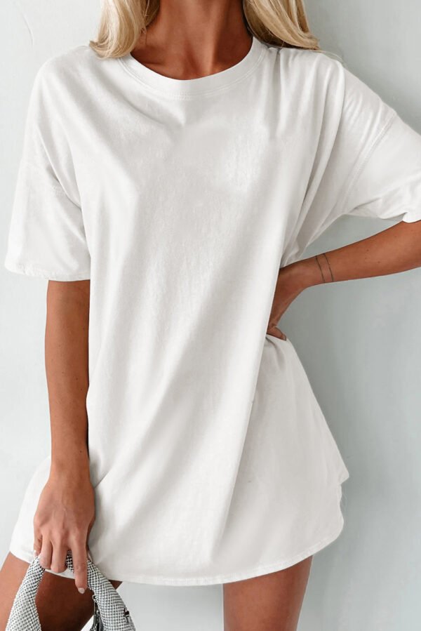 black solid color round neck basic tunic t shirt