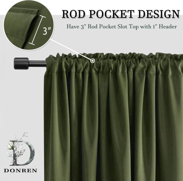 2 packs of 2 (4 total)donren dark olive green christmas deco blackout curtains 84 inch length for guest room cedar green room darkening thermal insulated for bedroom livingroom 52" wide x 84" long,4 panels