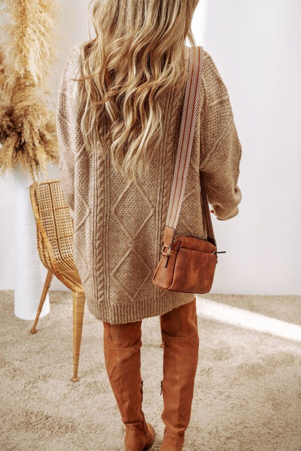 parchment cable knit drop shoulder loose fit sweater dress