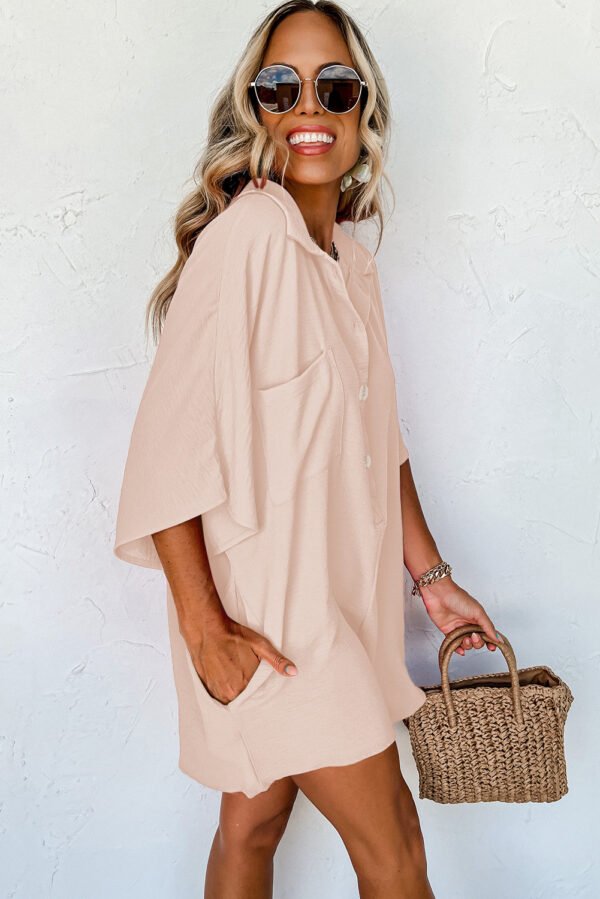 black half button collared loose romper