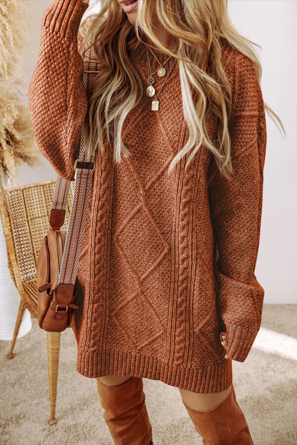 parchment cable knit drop shoulder loose fit sweater dress