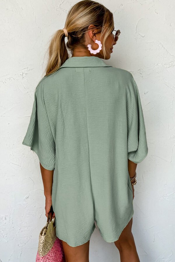 black half button collared loose romper