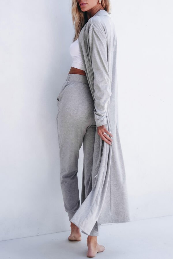 black split long cardigan and skinny pants lounge set