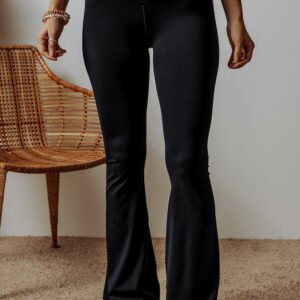 black v shape high waist flared leggings