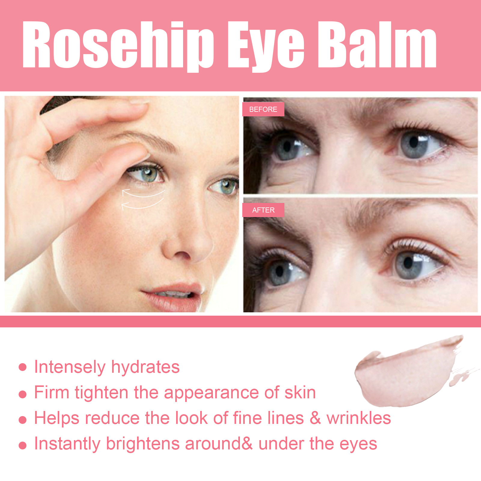 Women Extra Renewing Rosehip Eye Balm For Face Lifting Moisturizing Balm Stick Deep Hydration Moisturizer Eye Care - Image 3