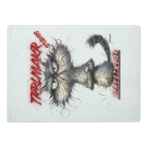 trblmakr studios “mad hair cat” tempered glass cutting board
