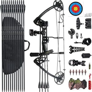 PANDARUS Compound Bow Draw Weight 0-70 Lbs for Pull Beginner and Intermediate Archer Fully Adjustable 19.25"-31" with All Accessories, up to IBO 320 fps New 2024(Black Right Handed Bag) : Sports & Outdoors