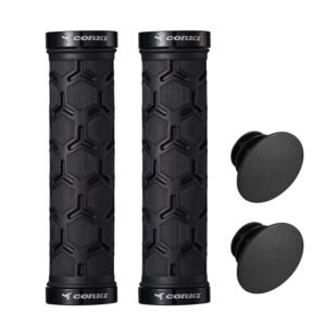 corki Mountain Bike Grips Lock On,Anti-Slip Shock Absorbing Bike Handlebar Grips M-Black