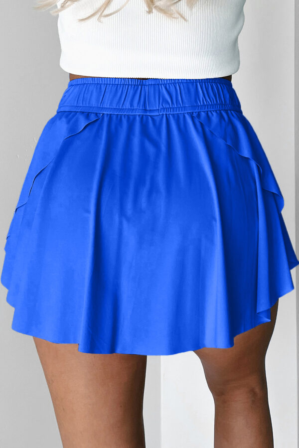 Bonbon Drawstring Elastic Waistband Lined Tennis Skorts - Image 8