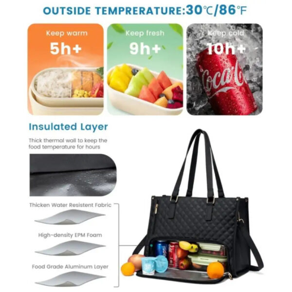 Convenient Commute New Lunch Bag Women's Insulated Lunch Box Women's Leak-proof Large Purse Diagonal Computer Storage - Image 8