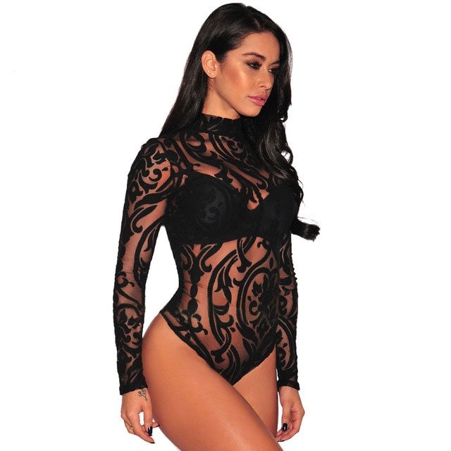 Ladies Bodysuit Top Woman Long Sleeve Rompers Bodysuit - Image 2
