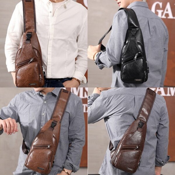 Men USB Charging Bag Men Chest Bag For Custom PU PVC Shoulder Bag Diagonal Package Messenger Travel Bag Cross Body Bags - Image 5