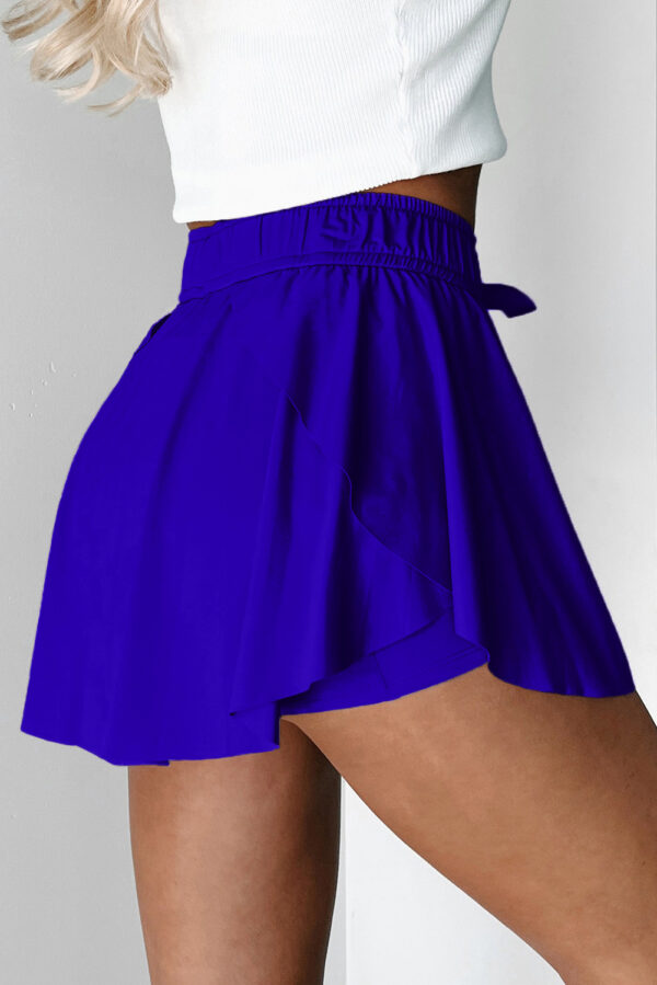 Bonbon Drawstring Elastic Waistband Lined Tennis Skorts - Image 15