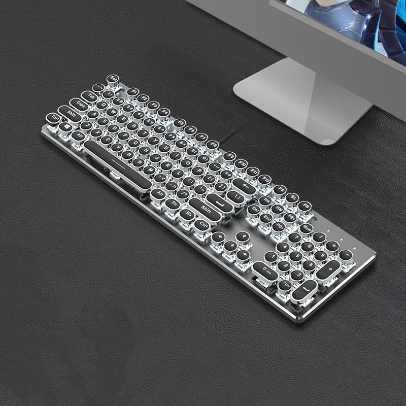 Steampunk Mechanical Keyboard And Mouse Set Retro 87-key Wired Laptop Desktop Office - Image 6