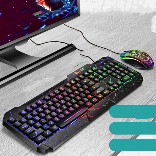 Cracked Keyboard And Mouse USB Set Business Laptop Gaming Wired Keys - Image 3