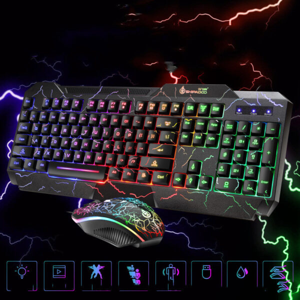Cracked Keyboard And Mouse USB Set Business Laptop Gaming Wired Keys - Image 4
