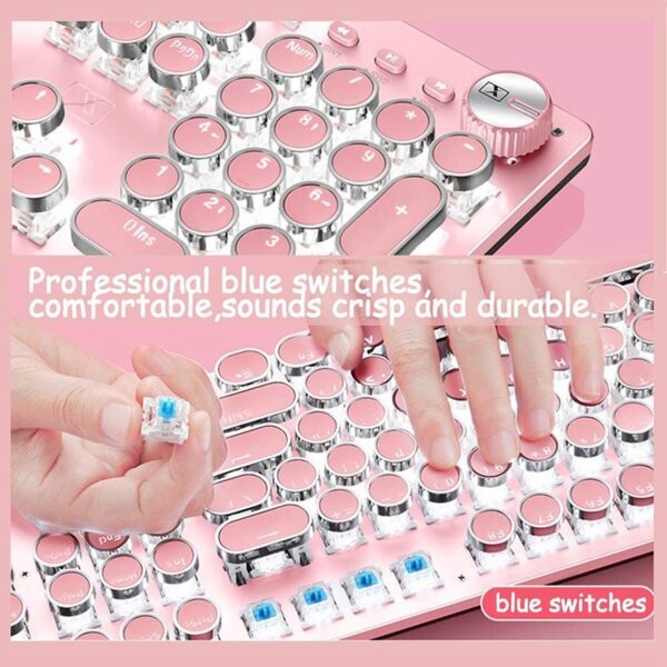 Mechanical Keyboard And Mouse Set Wired Round Key Wireless Laptop Desktop - Image 6