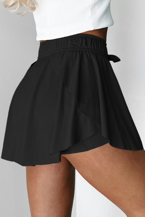 Bonbon Drawstring Elastic Waistband Lined Tennis Skorts - Image 5