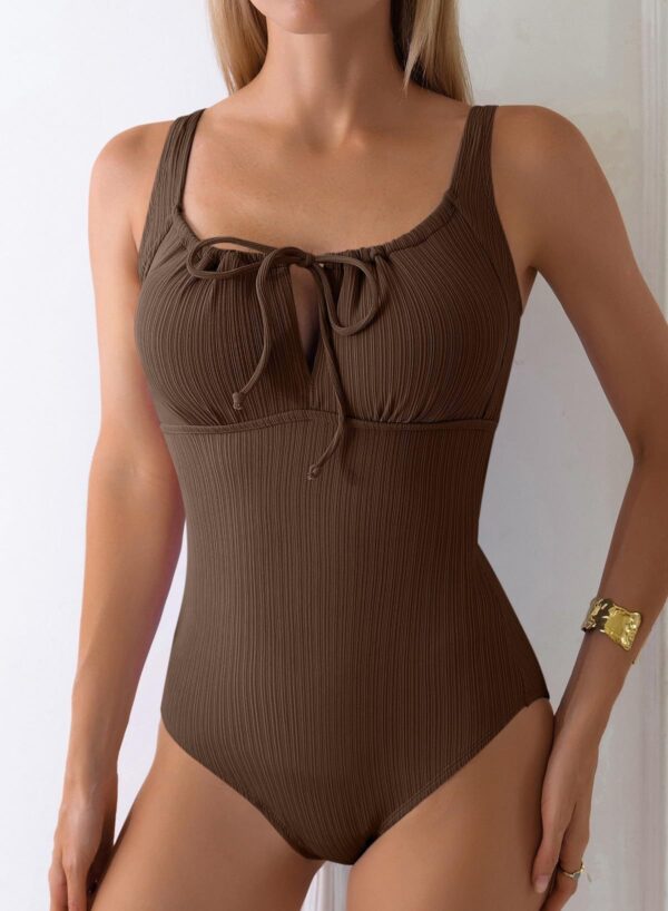 Womens Solid-Color Slimming Figure-Flattering Swimsuit - Image 4