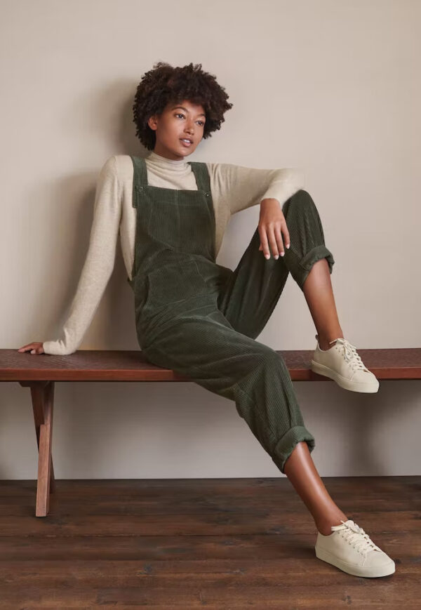 Corduroy Bib Overalls With Buttons And Pockets Fashion Casual Jumpsuit Loose Straight Pnats For Women - Image 5