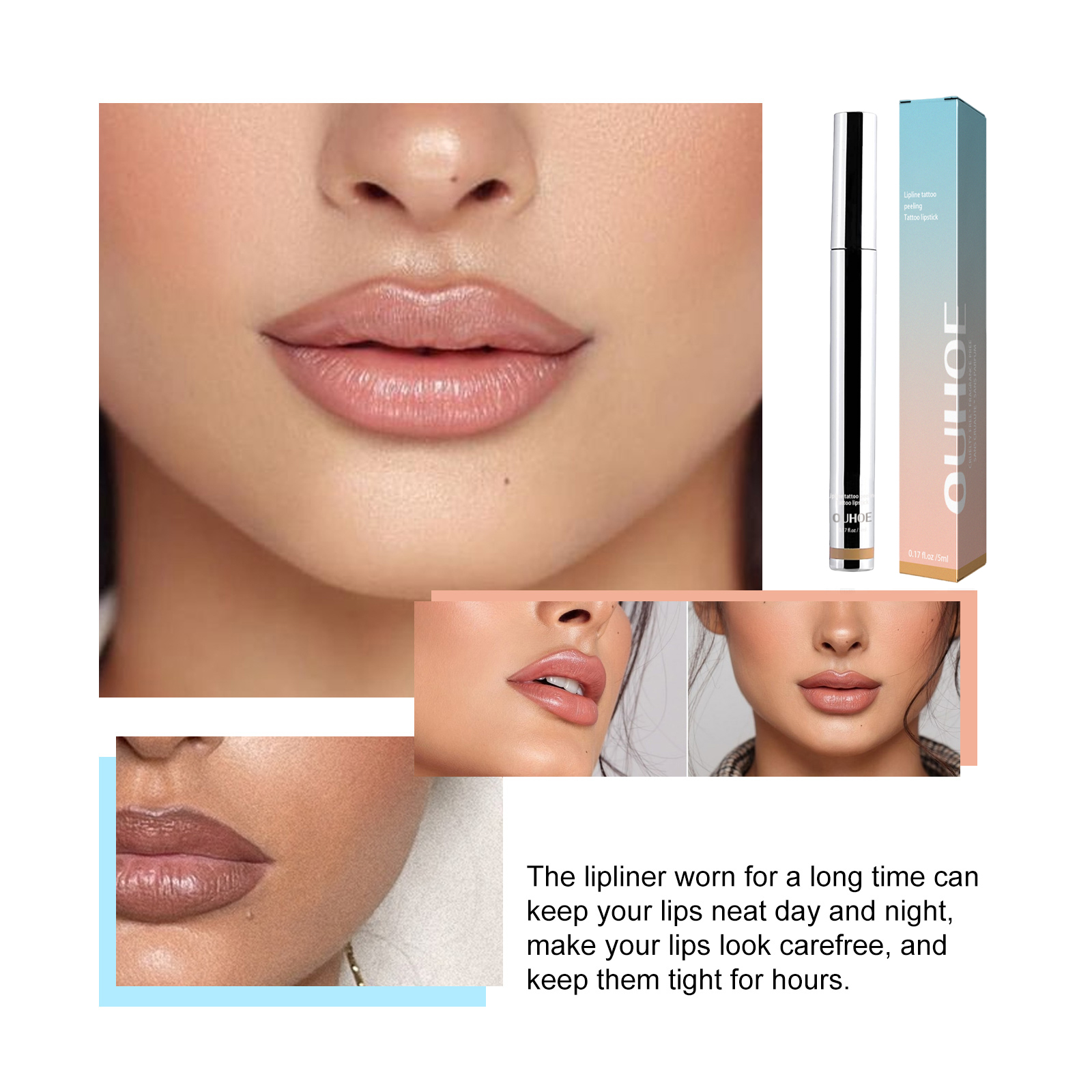 Peel Lip Liner, Plump Lip Lines Show Lip Color Without Makeup Peeling Lip Liner - Image 7