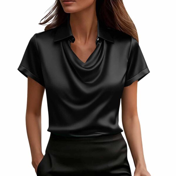 Fashionable Solid-Color Casual Lapel Collar Button-Down Short-Sleeve Shirt - Image 9