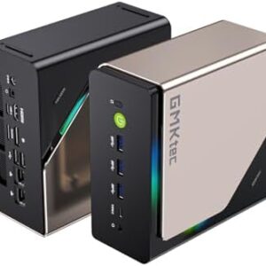 GMKtec AI Mini PC Ultra 9 285H (Turbo 5.4GHz) 96GB DDR5 2TB PCIe 4.0 SSD Mini Gaming Computer 3X M.2 Expansion Slots, Oculink, Quad Screen 8K Display EVO-T1  Electronics - Size : Intel Ultra 9 285H 96GB +2TB