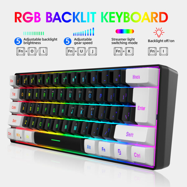 Keyboard And Mouse Suit Color Backlight White And Black Mixed Color - Image 4