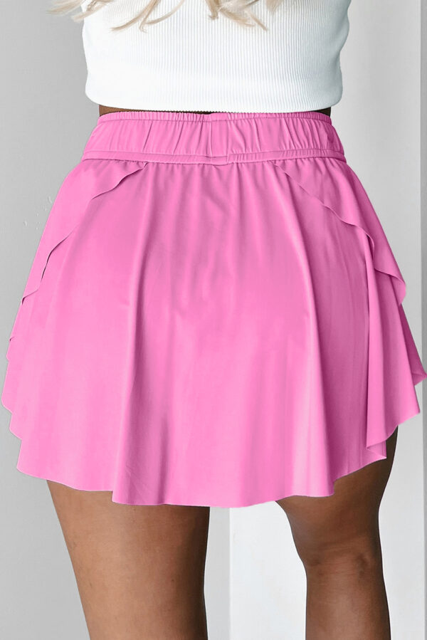 Bonbon Drawstring Elastic Waistband Lined Tennis Skorts - Image 2